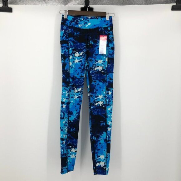 POP Fit Blue camo  Print Workout Leggings pockets - Picture 2 of 10